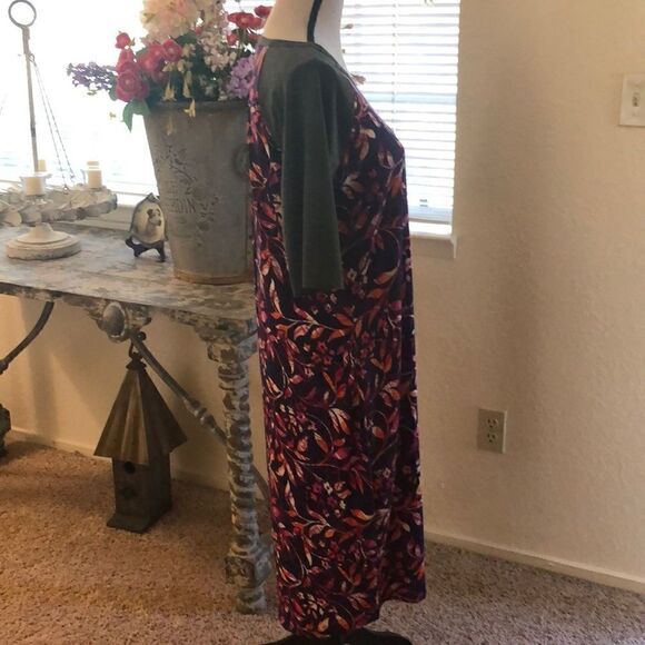 NWOT LuLaRoe charcoal gray, navy and pink shift dress NWOT - Picture 2 of 6